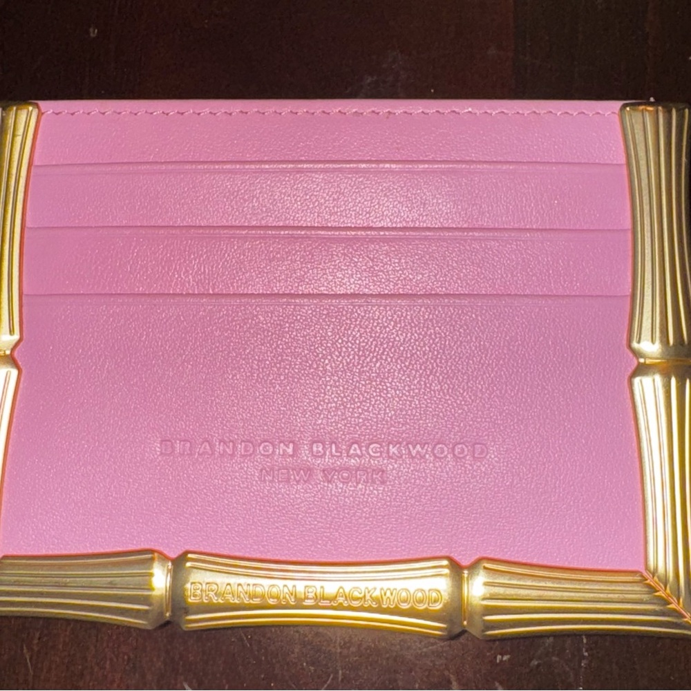 Brandon Blackwood Pink Cardholder with Gold Trim